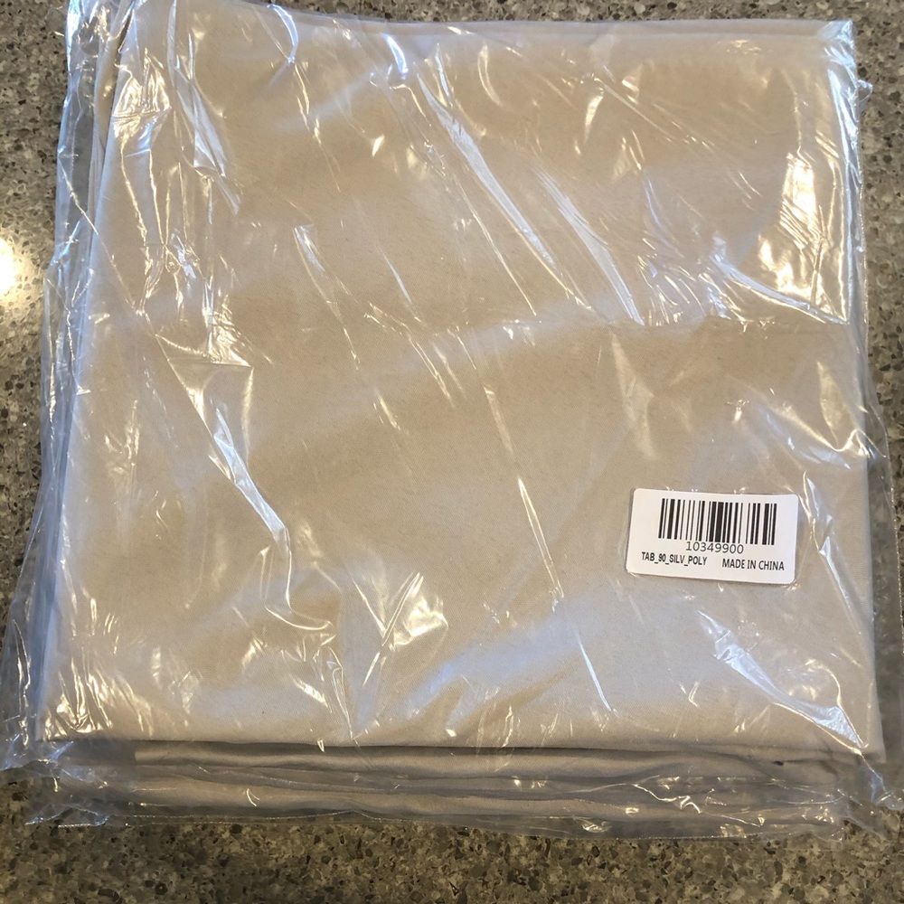 90” Round Silver-Grey Tablecloths (5 available)